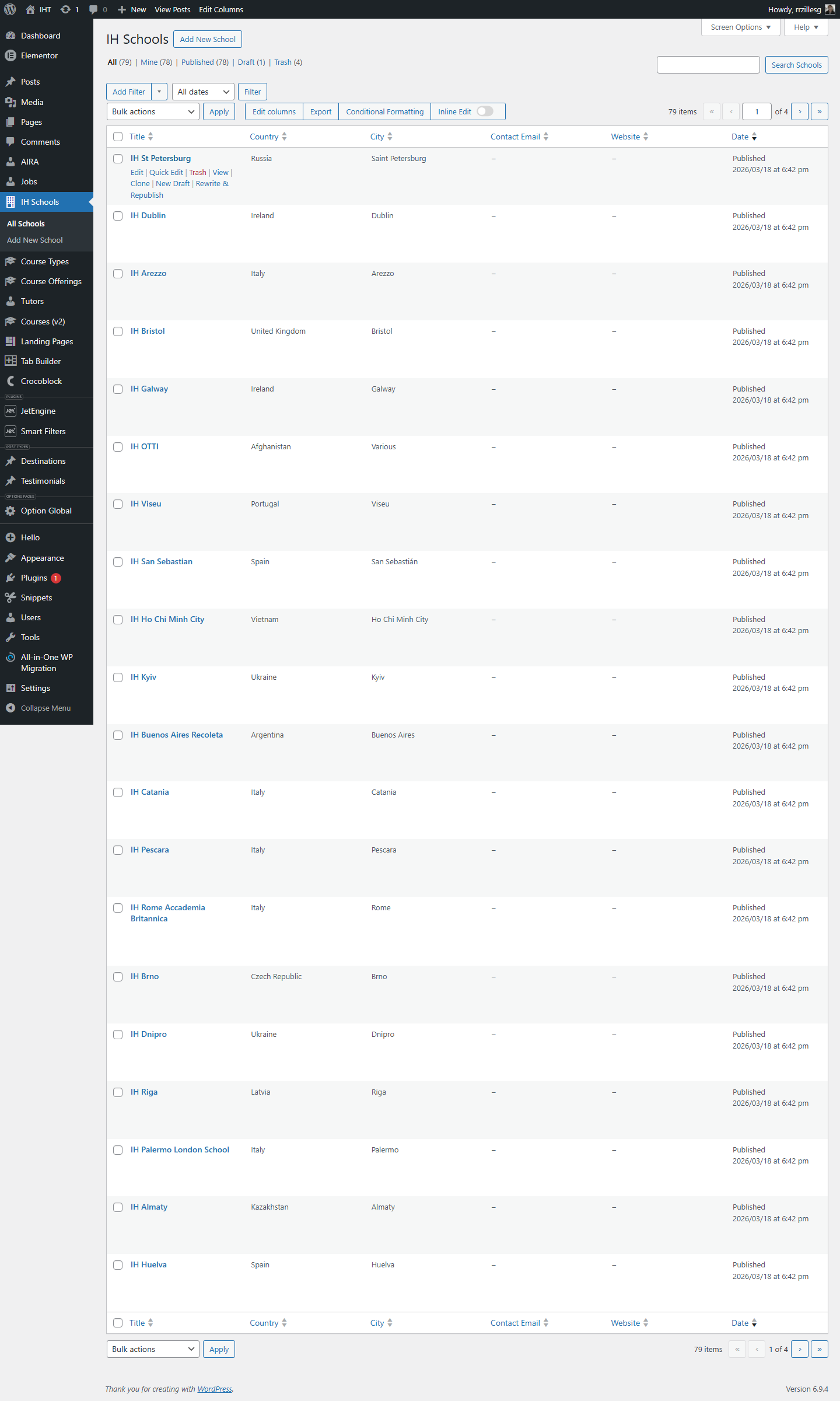 School list (iht_school CPT) in admin